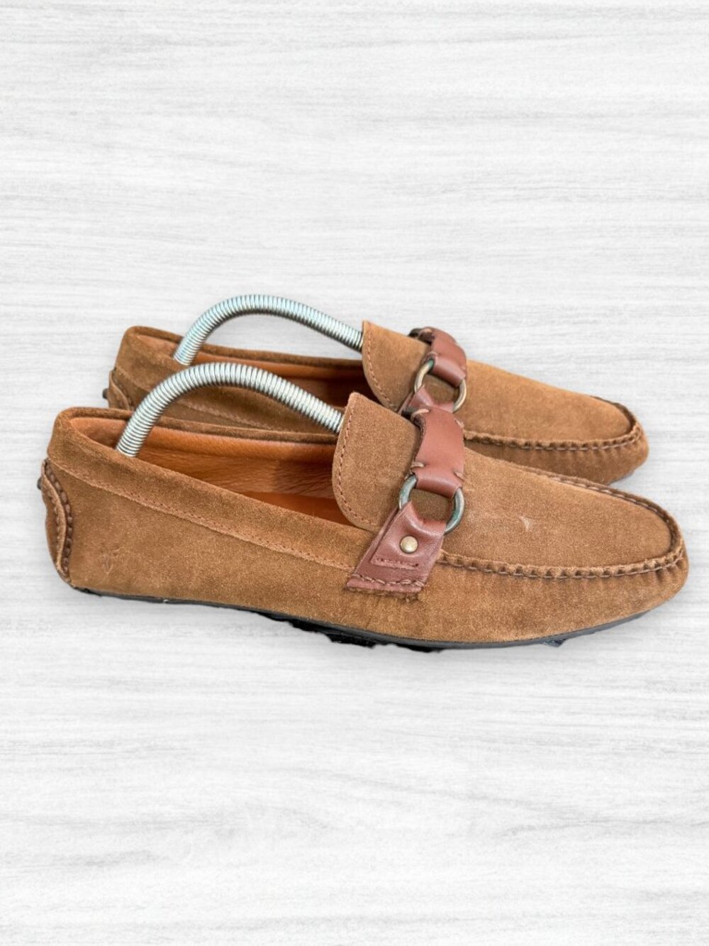 Frye Allen Ring Keeper Brown Suede Driving Loafers Mens 8.5 D Moccasin Shoes